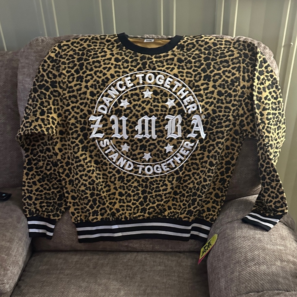 Zumba Fitness Black and Tan Leopard Sweatshirt - Picture 3 of 8